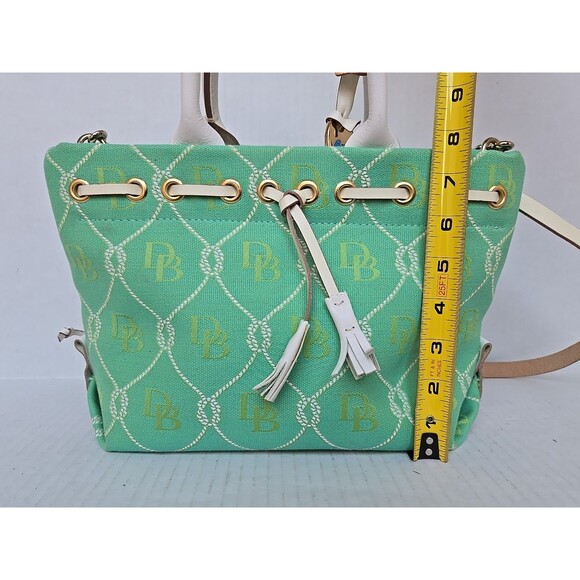 Dooney And Bourke Signature Rope Lattice DB Canvas Y2K Satchel Mint White - Picture 8 of 16